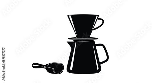 Stylish black coffee pour-over set for brewing fresh coffee at home