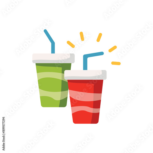 Soft Drink Cups with Straws Illustration