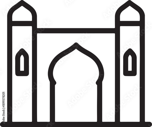 Traditional Arabic Archway Building Gate Architecture Heritage Culture Monument Icon Vector Set