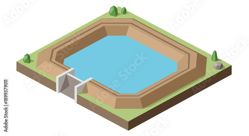 3D Illustration of Swimming Pool with Steps.