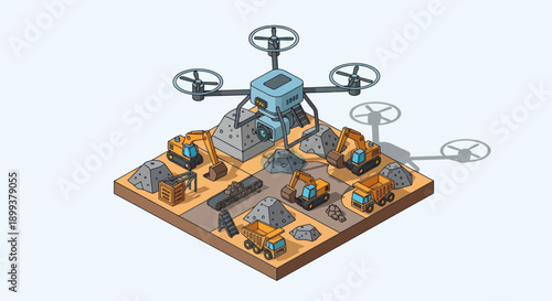 Drone with Multiple Rotors and Payload.