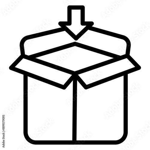 Gift Unboxing Vector Line Icon Design