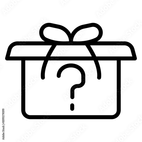 Mystery Box Vector Line Icon Design
