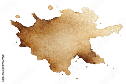 Coffee stain on paper.  Abstract blotch,  tan, irregular shape
