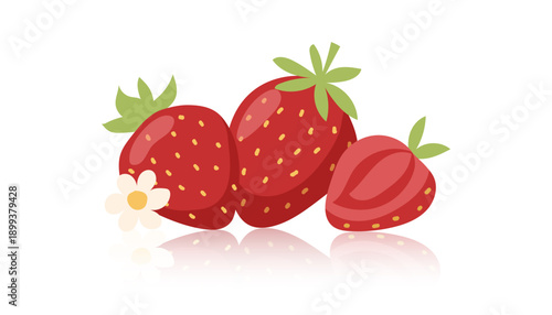 Strawberries isolated on white background. Vector flat clipart.
