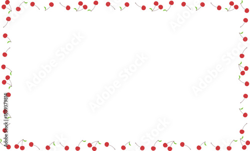 チェリーが周りに散らばった長方形のフレーム