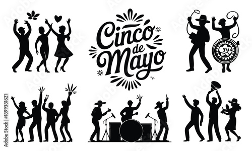 Cinco de mayo silhouette people bundle cinco de mayo silhouette dancers
