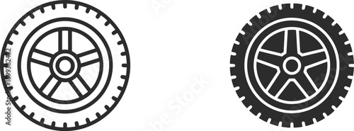 car tire and wheel service vector icon set