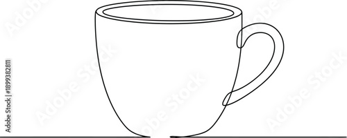 Elegant minimalist line art illustration of a coffee cup filled
Minimalist Continuous Line Coffee Cup Illustration
