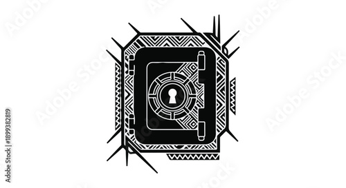 Secure vault with intricate decorative frame, symbolizing protection and wealth.