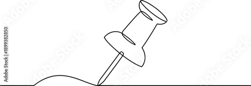 Minimalist Continuous Line Push Pin Illustration