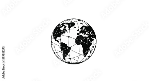 Digital globe with connecting lines symbolizing global network and communication