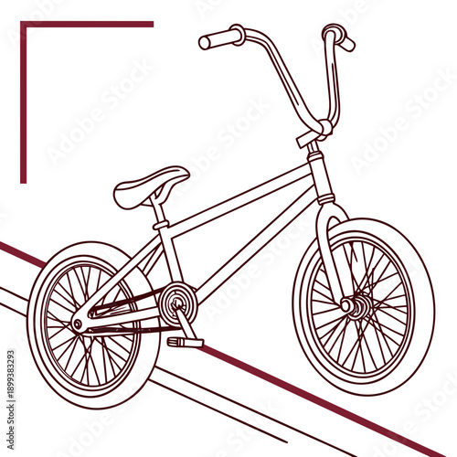 Bare Bones BMX Bike Outline with Bold Thin Strokes Vector Graphic