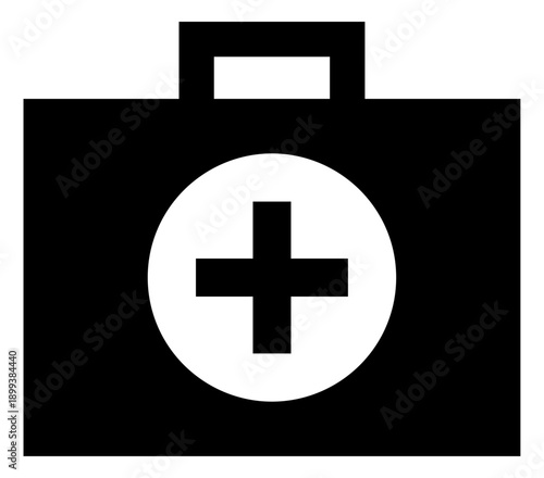 Solid Black First Aid Kit Icon