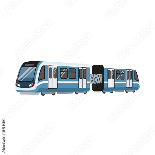 Modern Blue and White Train on Railway Track