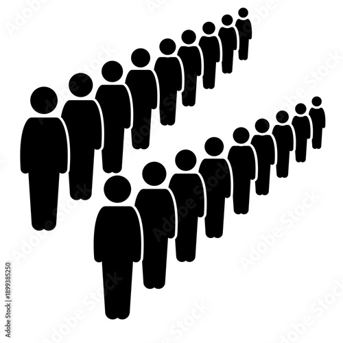 People Waiting in Line Queue Silhouette Illustration