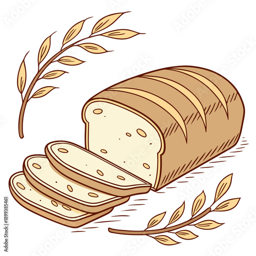 Hearty Loaf of Bread with Slices, Freshly Baked Bakery Product