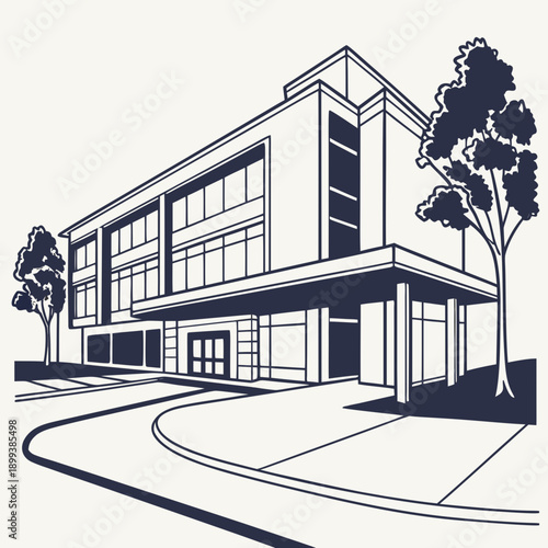 Minimalist Hospital Building Perspective View Clean Design