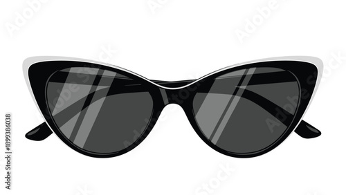 Stylish black and white cat-eye sunglasses with dark lenses, representing a classic and fashionable accessory perfect for summer and vintage looks.