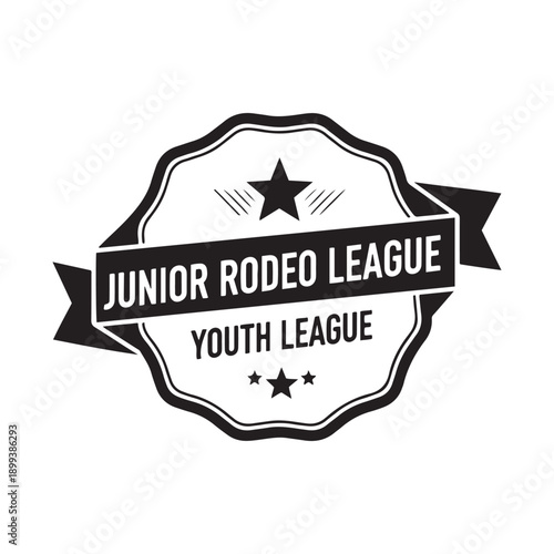 Junior Rodeo League Badge Design with Stars - Vector Illustration