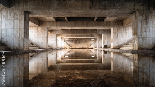 drydock. Vast empty concrete drydock with reflections on the ground. safety posters, maintenance manuals, designed for precision metalworking and fabrication facilities, improves efficiency.