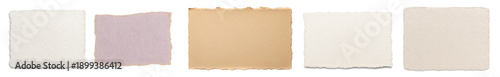 фотографія a diverse collection of five raw paper swatches with torn, deckled edges and natural textures, perfect for artistic backgrounds and design projects