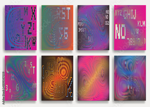 Glitch distorted geometric backgrounds . Modern art design . Noise destroyed glitched poster . Trendy defect error background with speed lines . Glitched artwork .Hologram effect .vector
