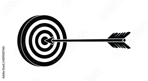 A black arrow piercing the center of a black target