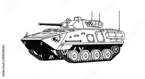 Line drawing of a military vehicle possibly an infantry fighting vehicle