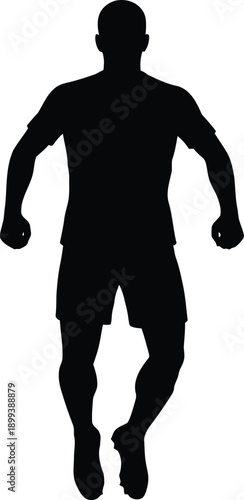 Soccer player silhouette sprinting in action isolated