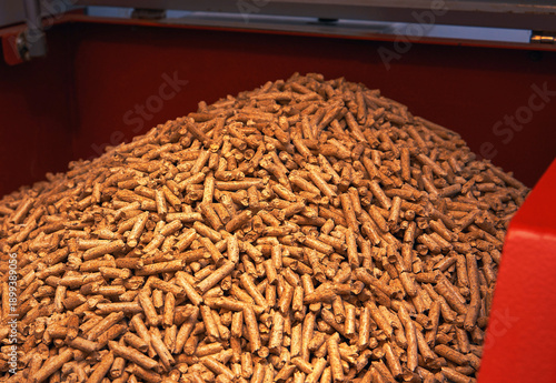 Photos Biofuel pellets stored inside modern boiler room