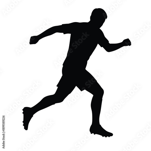 Soccer player running silhouette action sport illustration