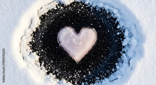 Wallpaper Mural Heart shaped snow with charcoal border Torontodigital.ca