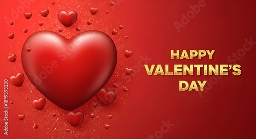 Wallpaper Mural Valentine's day greeting with red heart and bubbles Torontodigital.ca