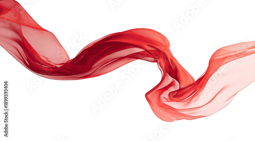 Dynamic Red Fabric: A graceful, flowing, transparent chiffon and silk textile in motion, perfect for abstract backgrounds and elegant designs.