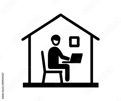 Home office outline vector illustration