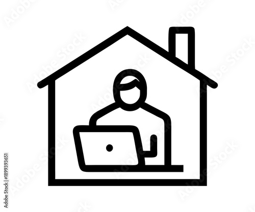 Remote work from house outline vector
