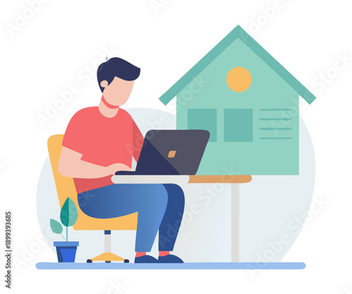 Remote freelancer at home vector illustration