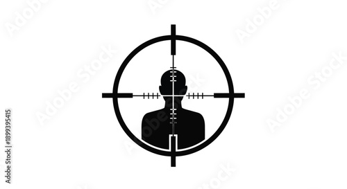 A black silhouette of a person within a crosshair targeting symbol
