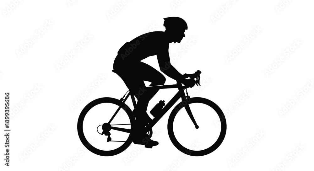 Fototapeta premium Silhouette of a cyclist riding a road bike against a white background