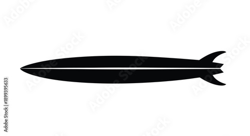 Simple black silhouette of a surfboard with a fin