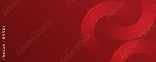 Abstract red background with glowing curve lines. Modern shiny red gradient geometric circle lines pattern. Futuristic concept. Suit for banner, brochure, poster, presentation, cover, website, design