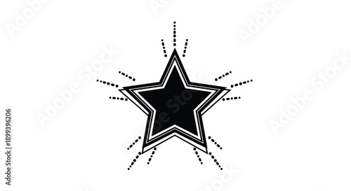 A solitary black starburst with radiating dotted lines on a white background