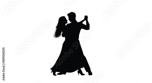 Silhouetted couple dancing intimately a romantic ballroom scene