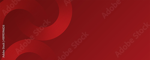 Abstract red background with glowing curve lines. Modern shiny red gradient geometric circle lines pattern. Futuristic concept. Suit for banner, brochure, poster, presentation, cover, website, vector