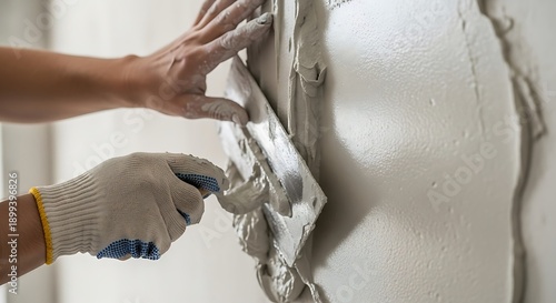 Craftsman Smoothing Wall Plaster with a Trowel, Achieving Texture