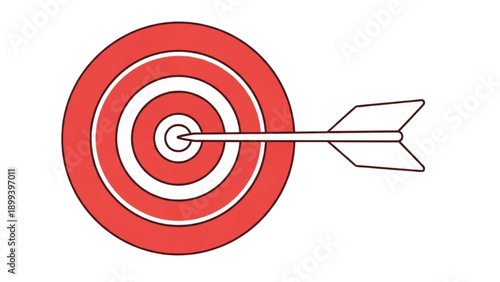 A red target with an arrow hitting the center, symbolizing success and precision in a simple illustration