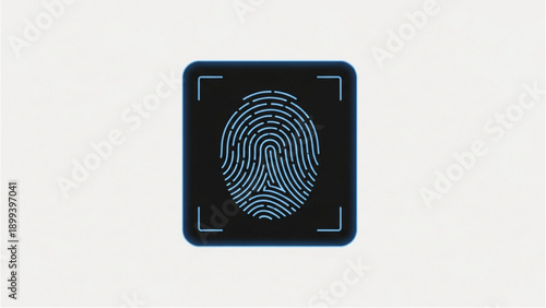 Fingerprint icon illustration on dark background viewed from directly above showcasing security feature