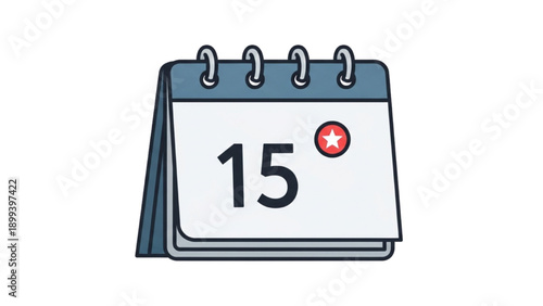 A calendar page turned to the 15th day marked with a red medical cross symbol