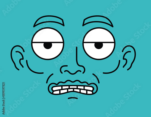 Cartoon Face Expressing Disgust and Disbelief.